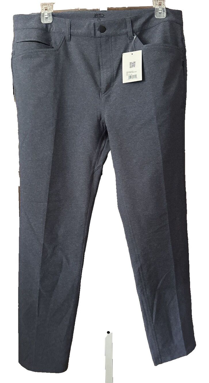NEW IFit Men’s Gray Pants Sz 40 Runs Small Inseam 32 Performance Comfort $79
